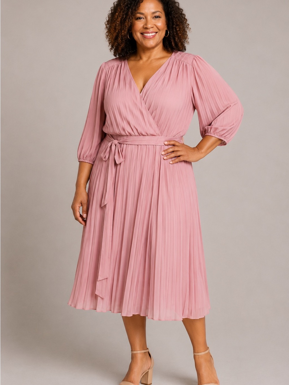 Gabby Skye Pink Pleated Dress Sz 20W